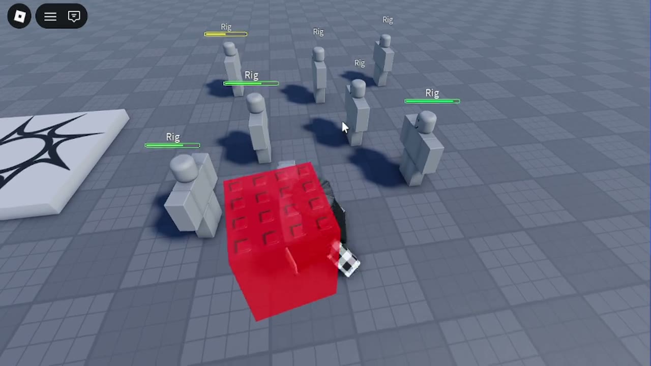Still frame from the Melee hits, with the hitbox drawn where it really is demo video